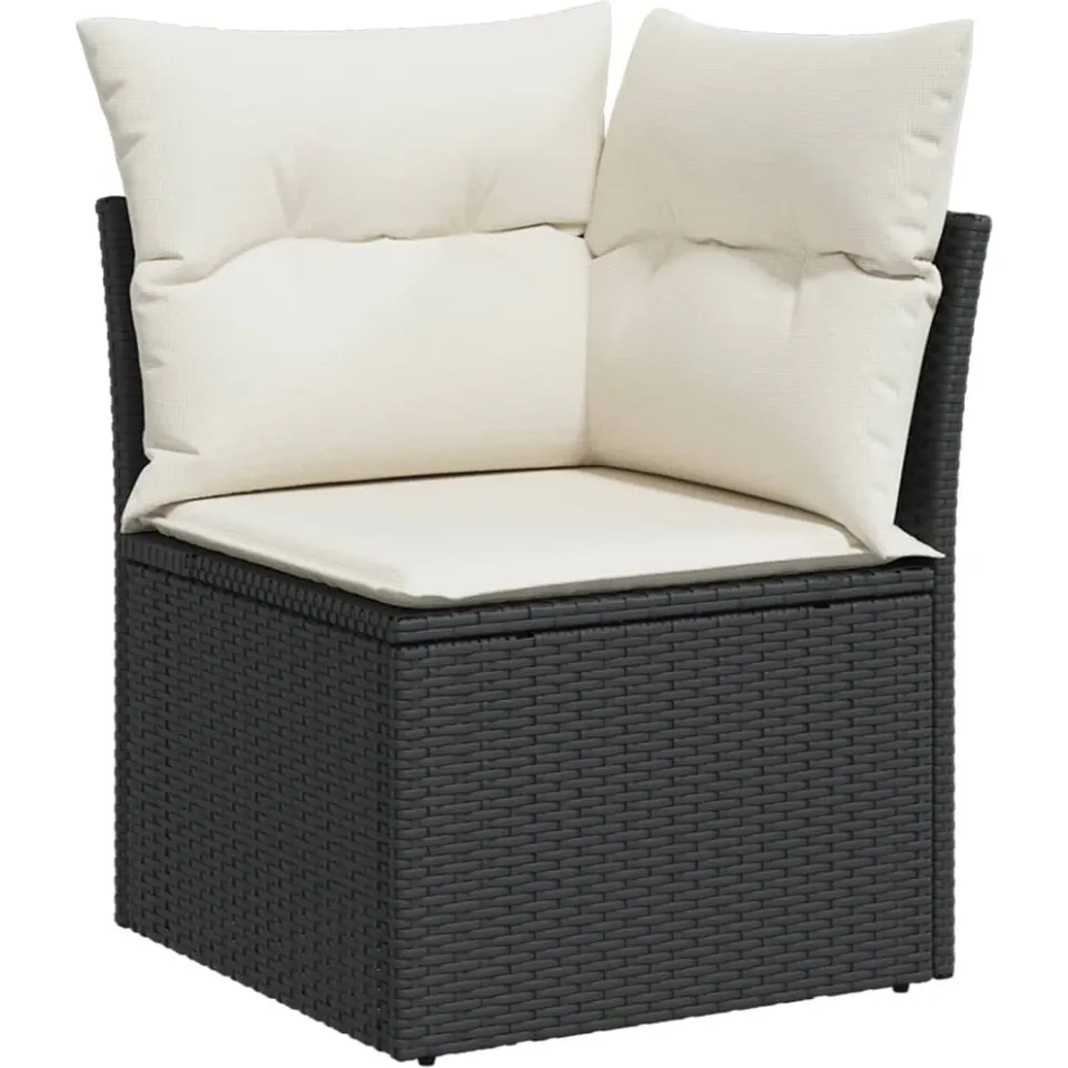 vidaXL 12-delige Loungeset met kussens poly rattan zwart