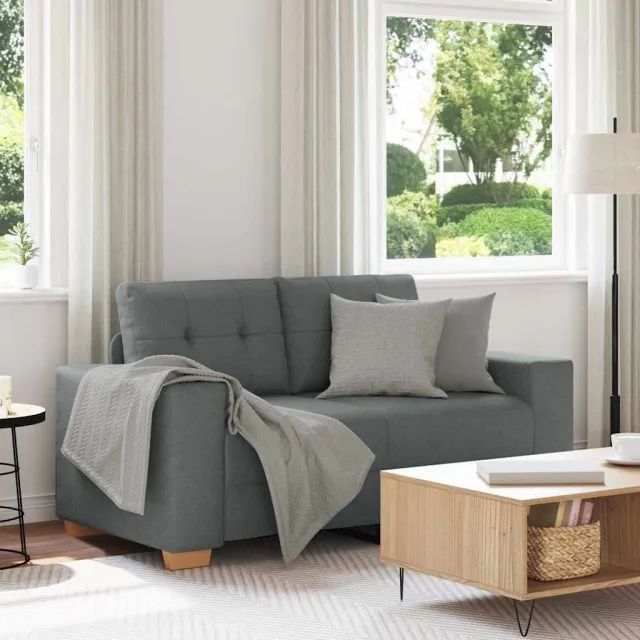 vidaXL Loveseat bank 160x77x82 cm stof donkergrijs