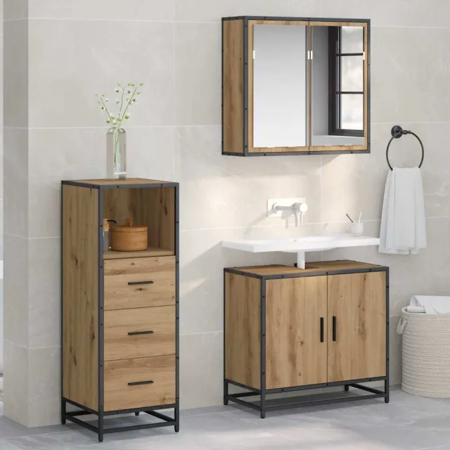 vidaXL Badkamermeubelset Artisan Eiken 35 x 37,5 x 100 cm Bewerkt hout, foto 2