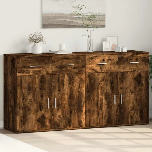 vidaXL Dressoirs 2 st 79x38x80 cm bewerkt hout gerookt eikenkleurig Bruin