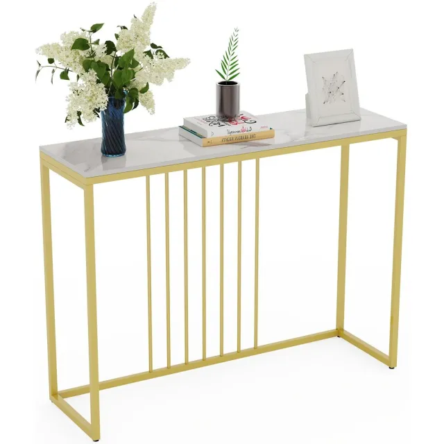 UrbanSelect Console tafel - Hoogwaardig tafelblad - Duurzaam metalen frame Wit