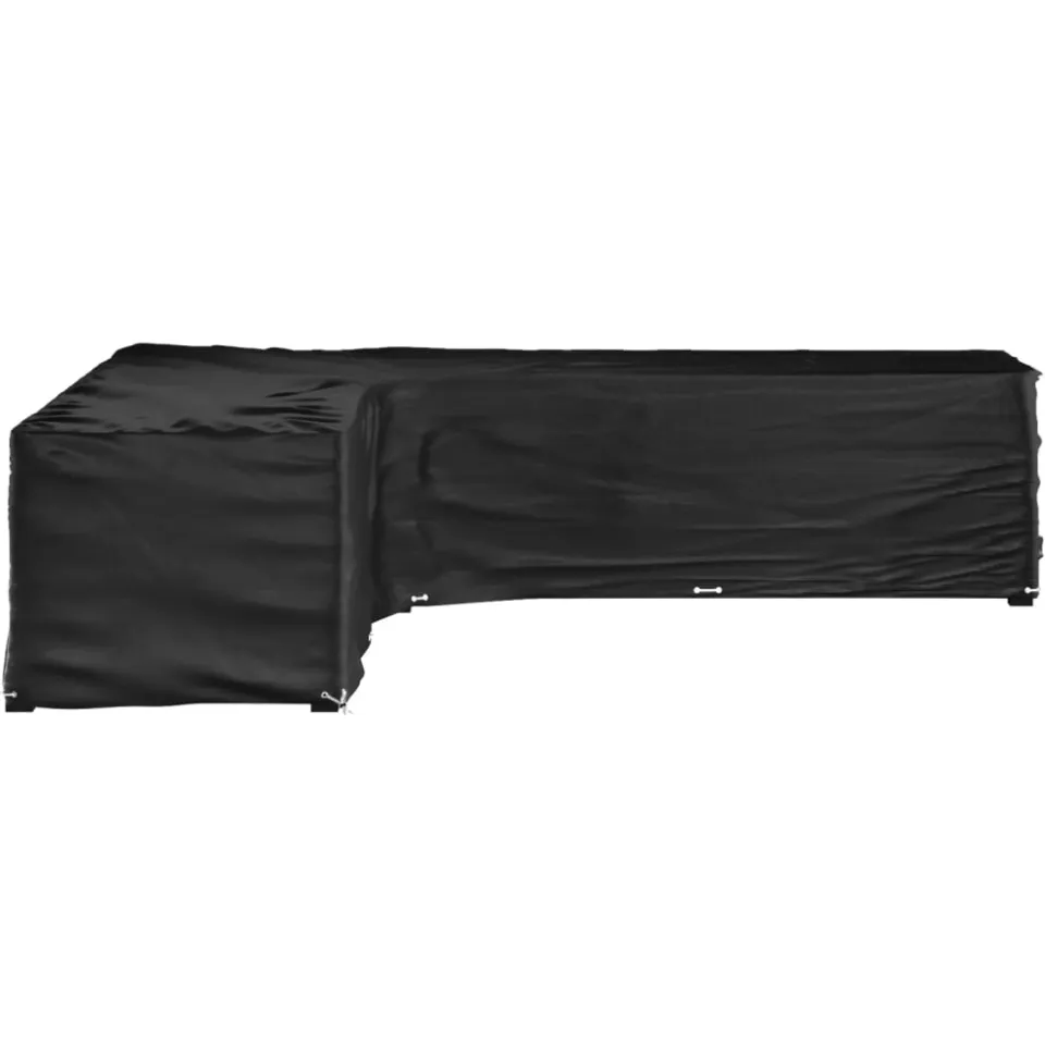 vidaXL Tuinmeubelhoezen met 20 oogjes L-vormig 300x300x70 cm zwart, foto 2