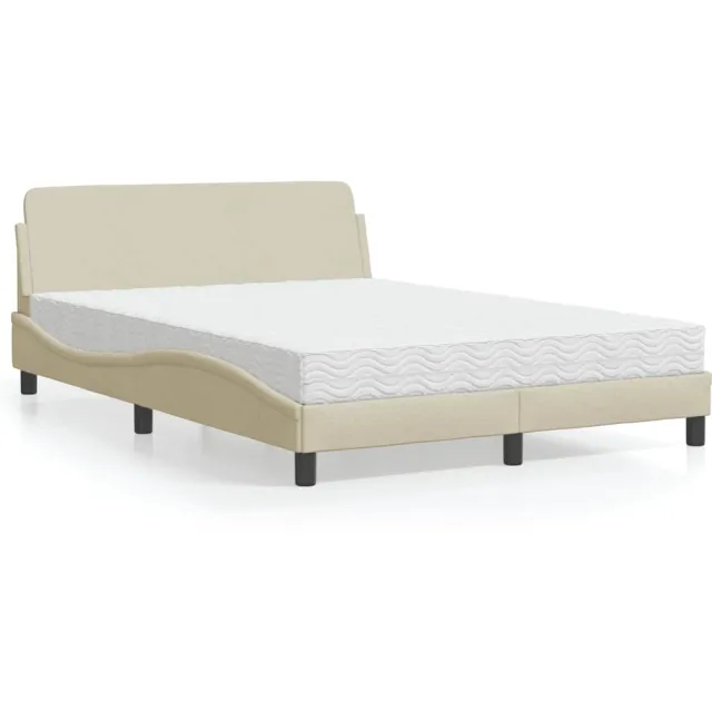 vidaXL Bed met matras "Dover" stof crèmekleurig 140x190 cm