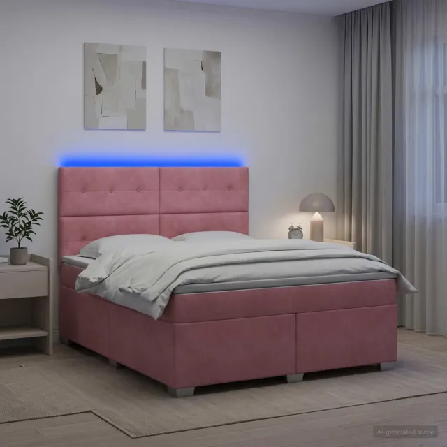 vidaXL Boxspringbed met matras Roze 160 x 200 cm Fluweel