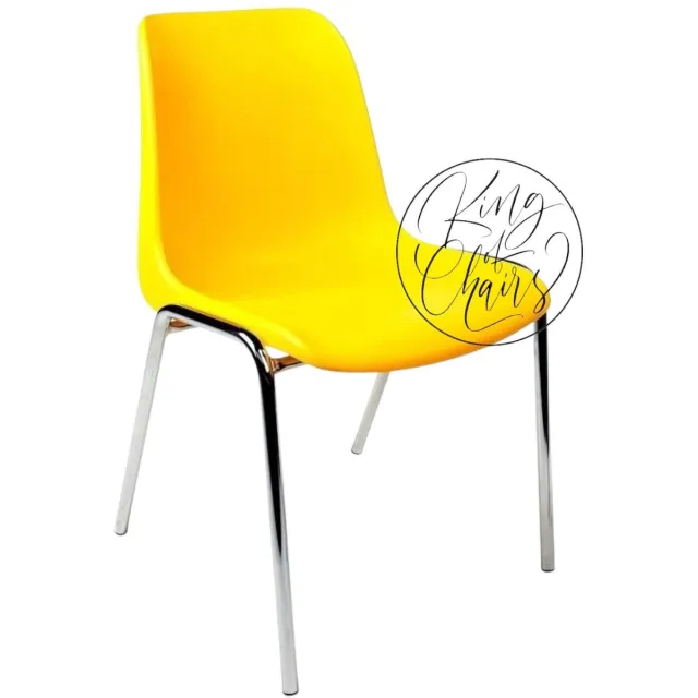 Kantinestoel Helene Geel - verchroomd onderstel kantinestoel stapelstoel kuipstoel vergaderstoel tuinstoel kantine stoel stapel stoel tuin stoel kantinestoelen stapelstoelen kuipstoelen arenastoel schoolstoel bezoekersstoel Everardo