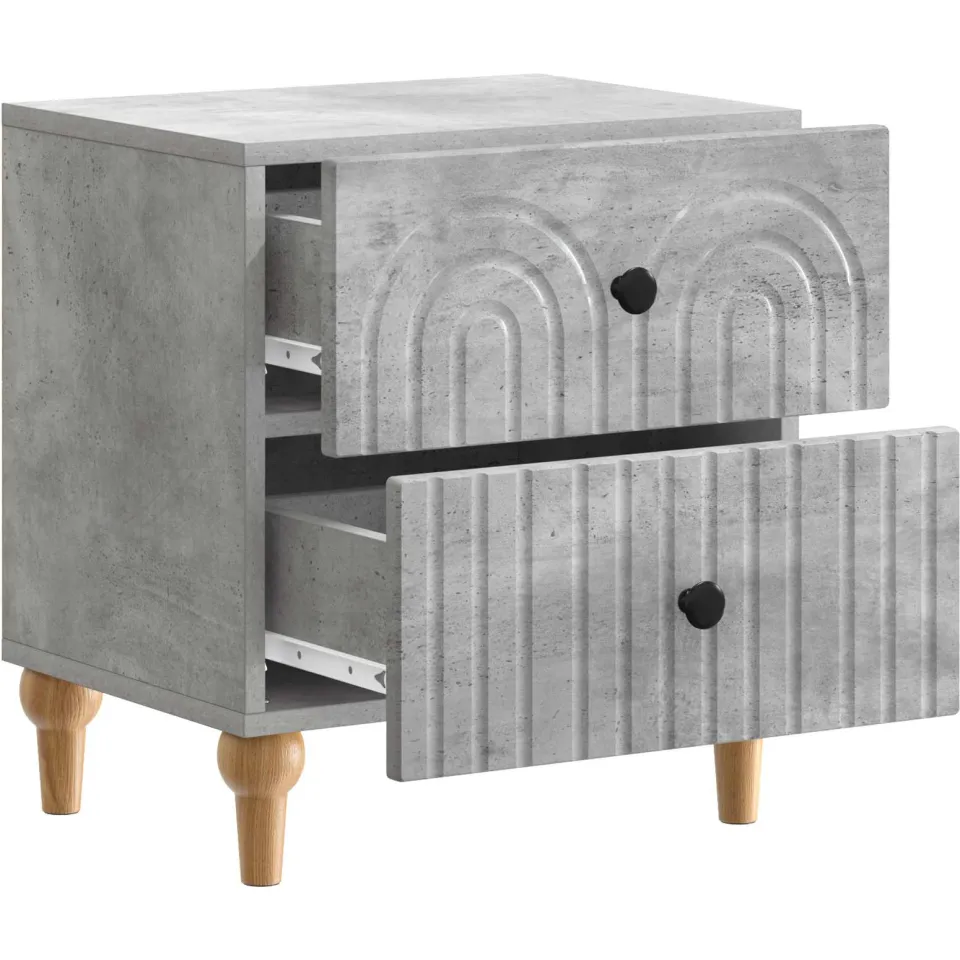 vidaXL Nachtkastje met lade Betongrijs 43 x 34,5 x 48 cm Bewerkt hout grijs, foto 3