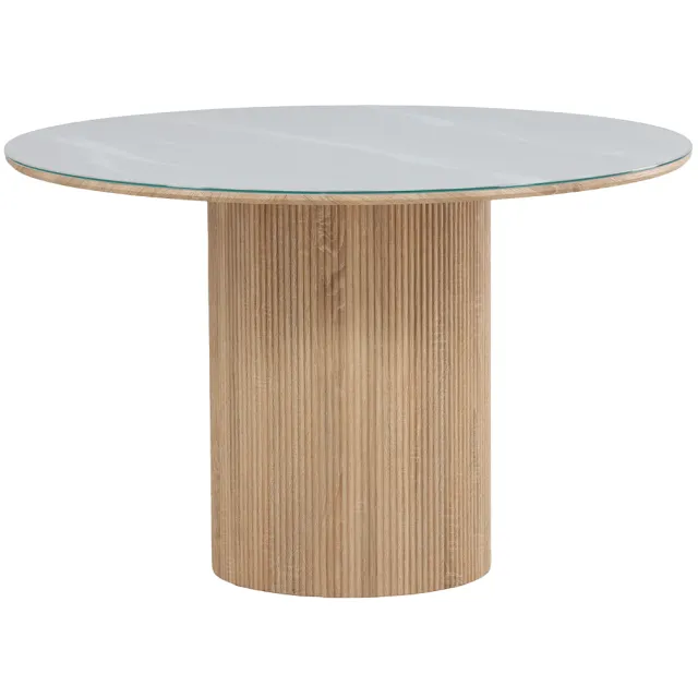 Nest living Maurits ronde eettafel met glazen tafelblad bruin - Ø120 cm