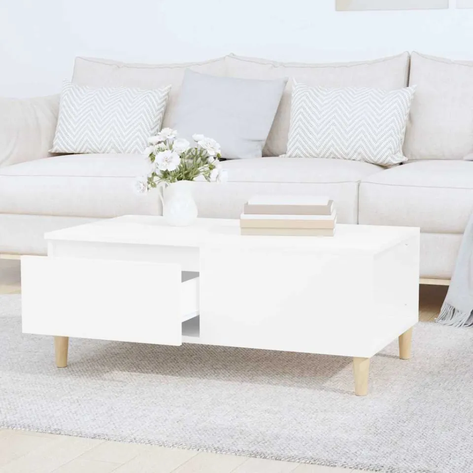 vidaXL Salontafel 90x50x36,5 cm bewerkt hout wit, foto 2