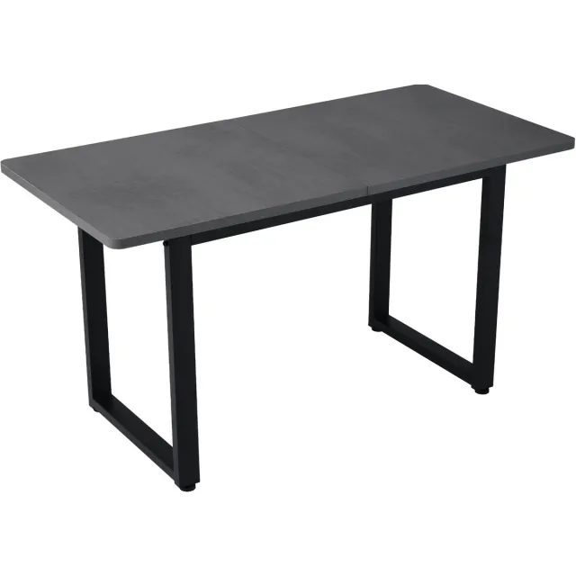Merax Industriële Eettafel 140 X 70 Cm Grijs Met Zwart Metalen Frame Rechthoekige Keukentafel En Eetkamertafel Met Afgeronde Hoeken Draagkracht 100 Kg