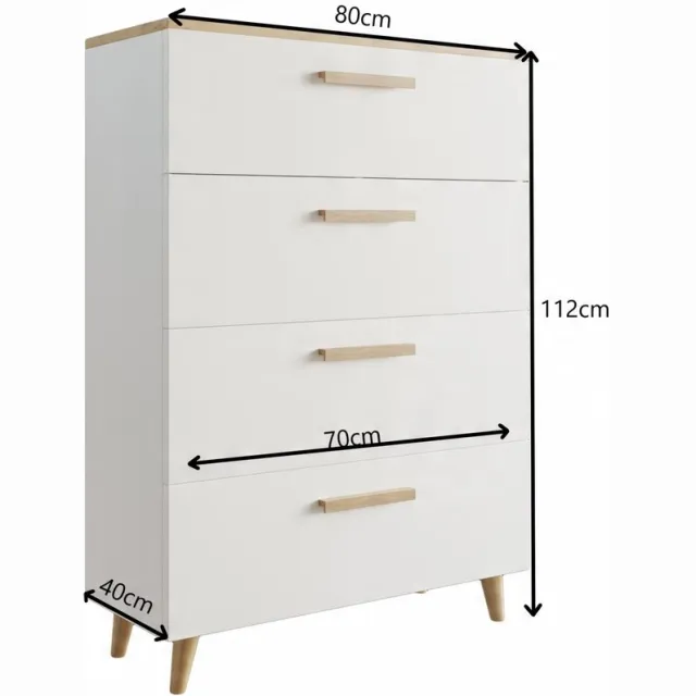 Per La Vita Fiord - Ladekast - 80 cm - Kasjmier/Zwart - Op pootjes Kasjmier;Zwart;Wit