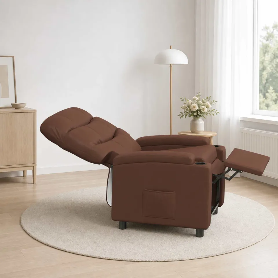 vidaXL Ligstoel Bruin 75 x 93 x 102 cm Stof, foto 3
