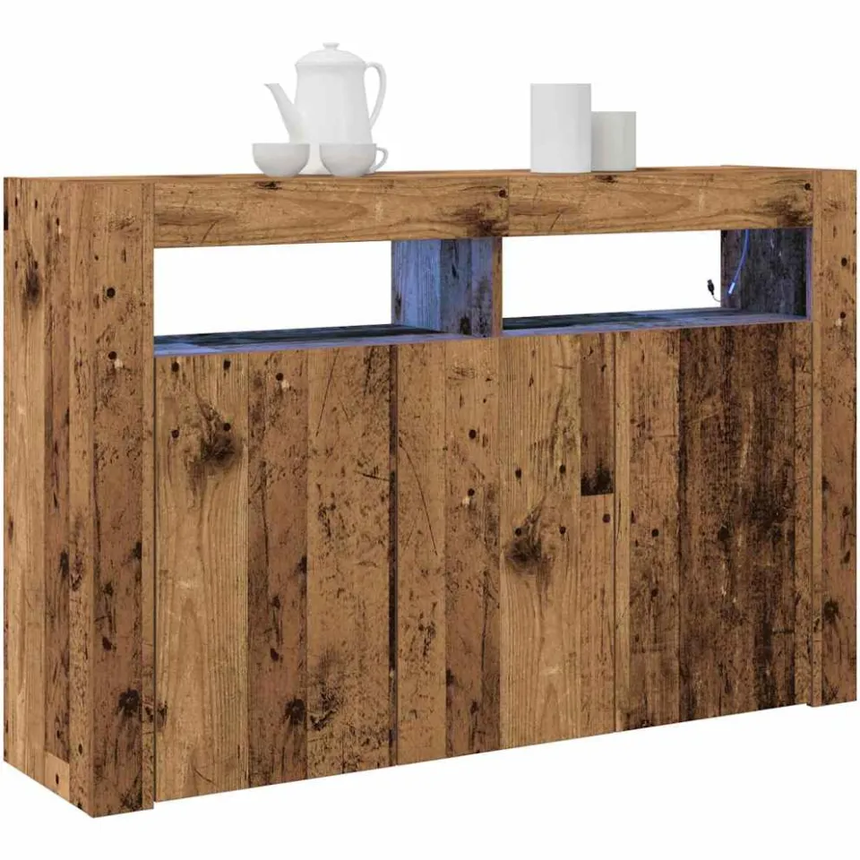 vidaXL Dressoir Oud hout 116 x 30 x 75 cm Bewerkt hout bruin, foto 3