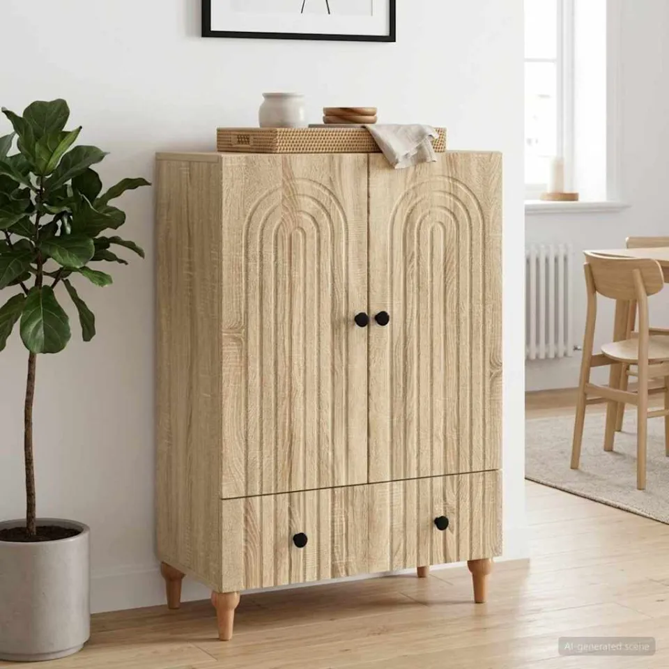 vidaXL Dressoir Sonoma Eiken 66 x 34,5 x 95 cm Bewerkt hout, foto 2