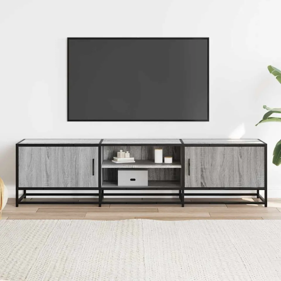 vidaXL Tv-meubel 160x35x41 cm bewerkt hout metaal grijs sonoma eiken, foto 2