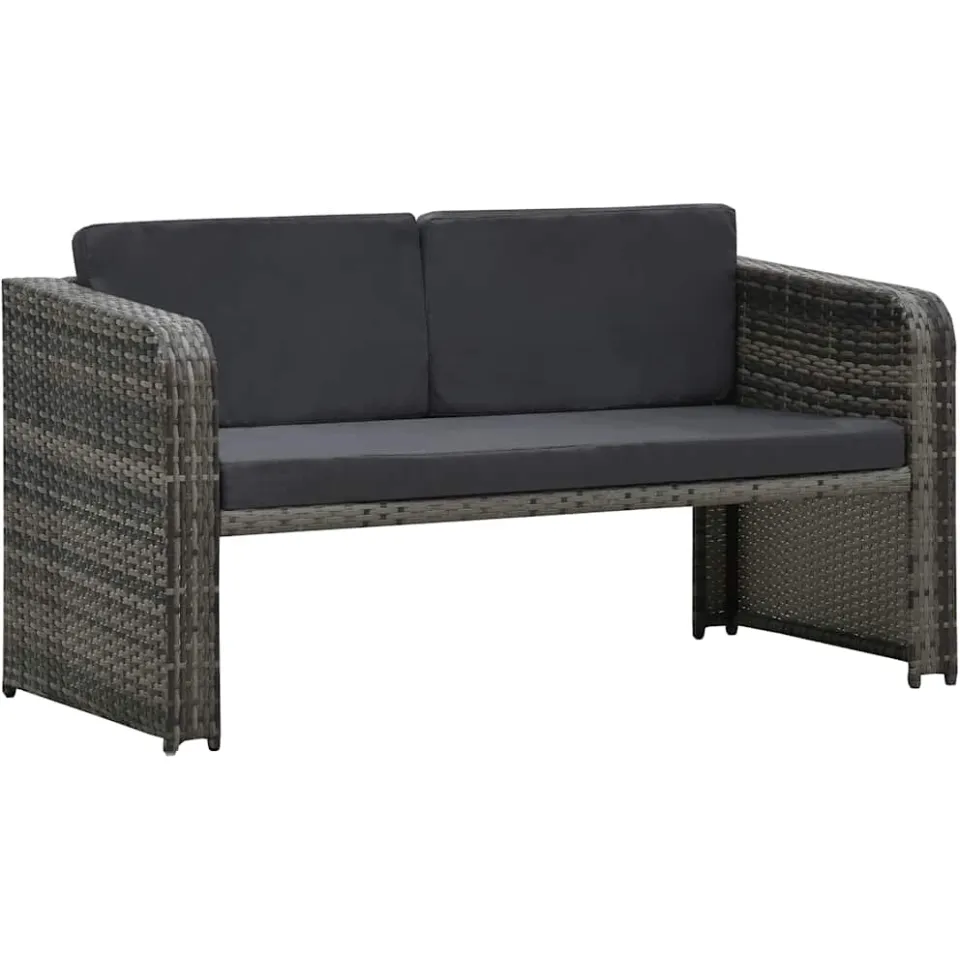 vidaXL 4-delige Loungeset met kussens poly rattan antraciet, foto 2