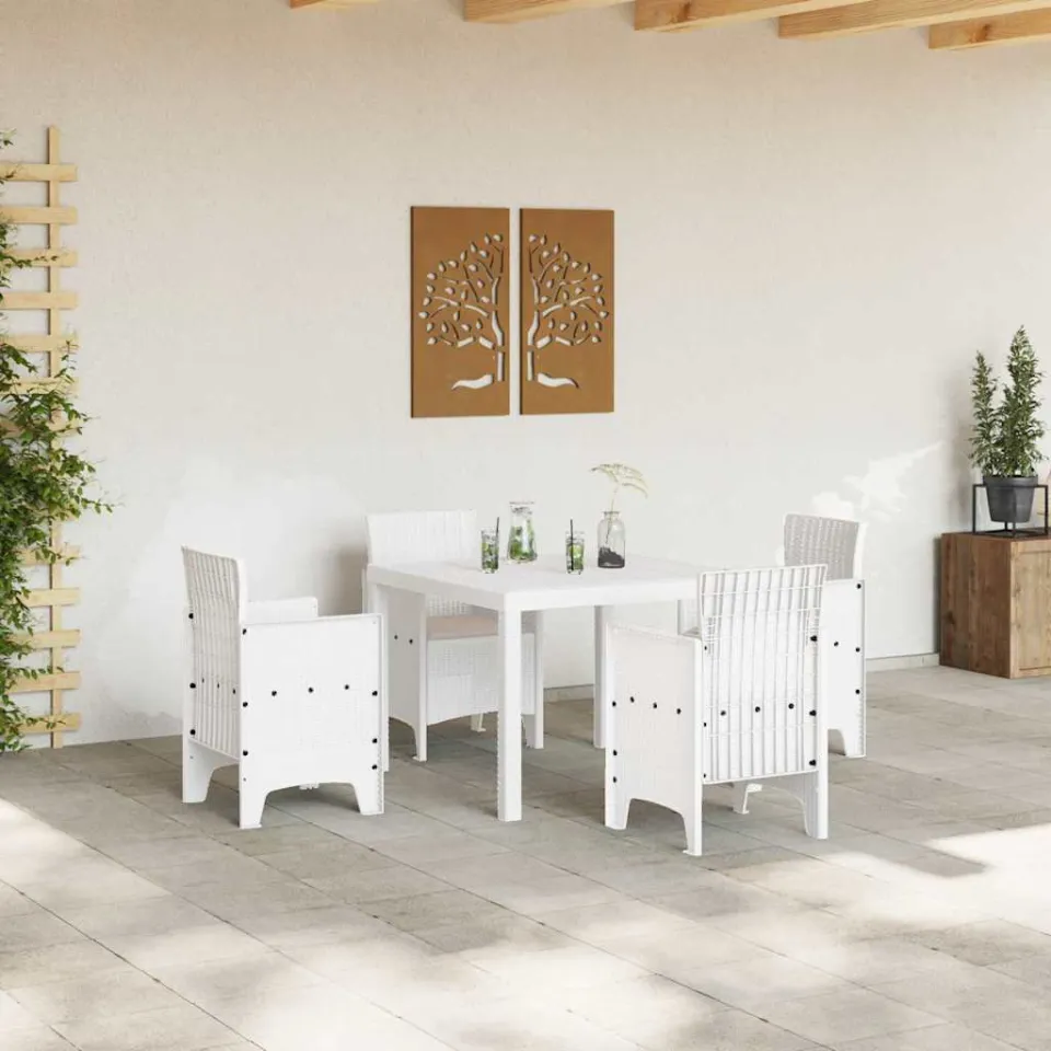 vidaXL Tuin Eetset 5 st Wit Polypropyleen, foto 3