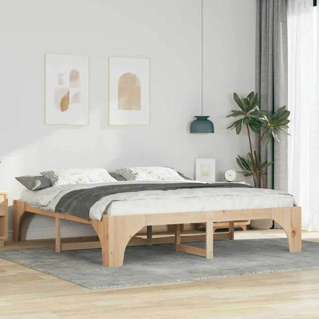 vidaXL Bedframe Bruin 200 x 200 cm Massief grenenhout