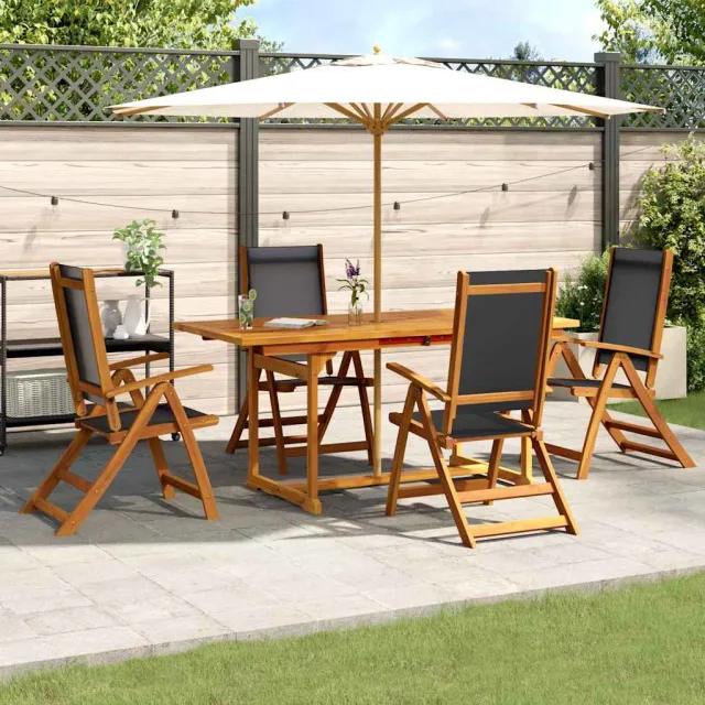 vidaXL 7-delige Tuinset massief acaciahout en textileen bruin, foto 2