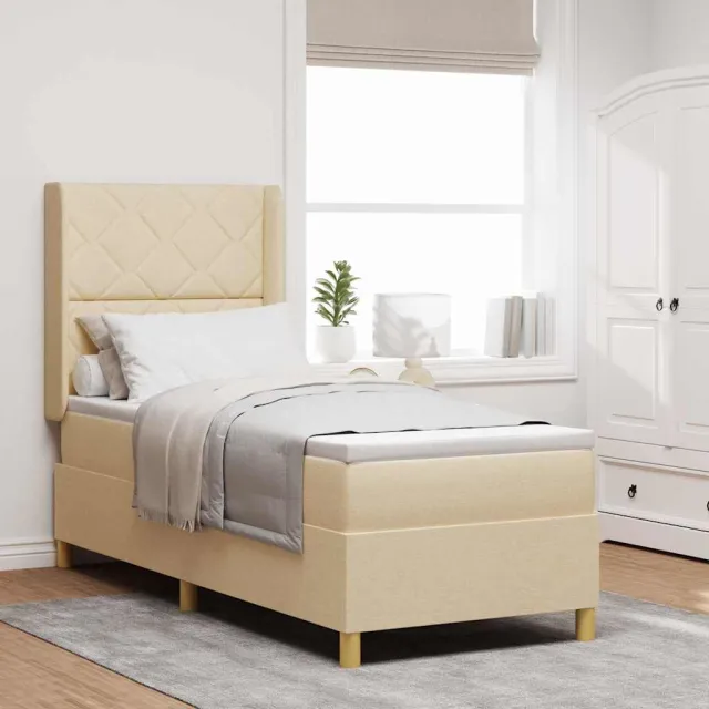 vidaXL Boxspringbed met hoofdeinde Crème 80 x 200 cm Stof