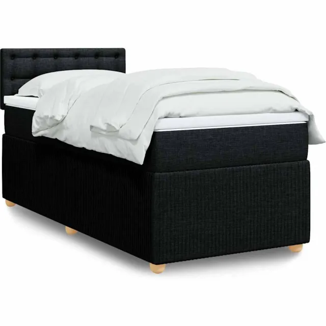 vidaXL Boxspring met matras stof zwart 80x200 cm