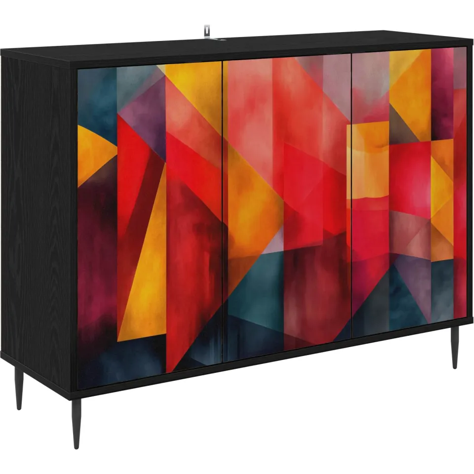 vidaXL Dressoir HEESCH Zwart eiken 102 x 33 x 76 cm Bewerkt hout, foto 3