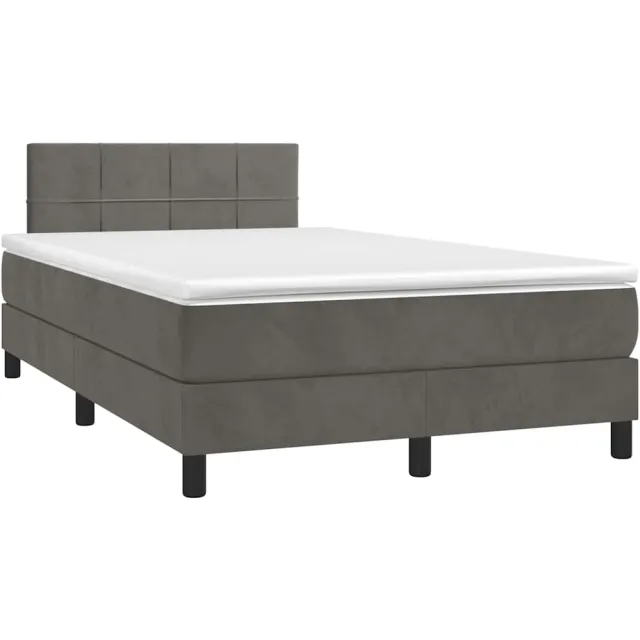 vidaXL Boxspring met matras en LED fluweel donkergrijs 120x190 cm grijs