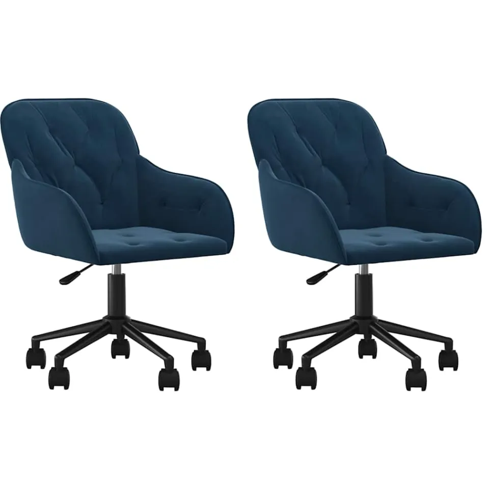 vidaXL Eetkamerstoelen draaibaar 2 st fluweel blauw, foto 3