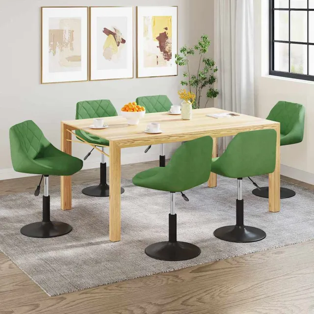 vidaXL Eetkamerstoelen draaibaar 6 st fluweel lichtgroen groen, foto 2