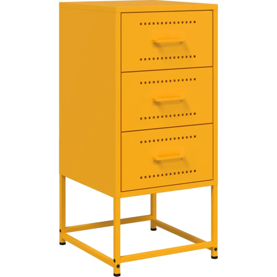 vidaXL Nachtkastjes 2 st 36x39x78 cm staal mosterdgeel