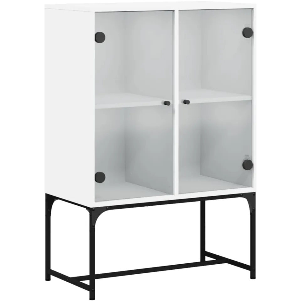 vidaXL Bijzetkast met glazen deuren 69x37x100 cm wit