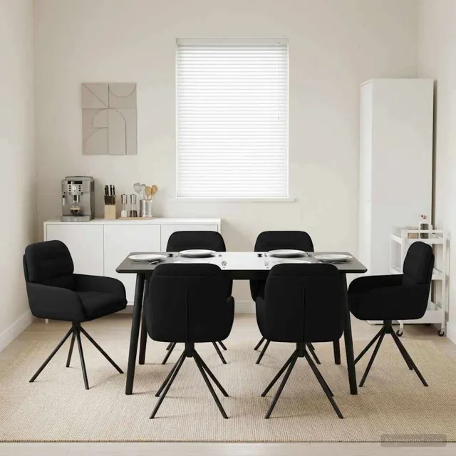 vidaXL Draai Eetstoelen 6 st Kunstleer Zwart 59 x 59,5 x 90 cm, foto 2