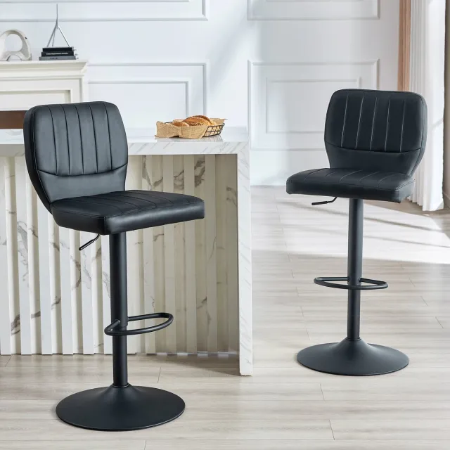 Clruro Barkruk - 62–83 cm - Hoogte Verstelbaar - 360° Draaibaar - Kunstleer - Zwart