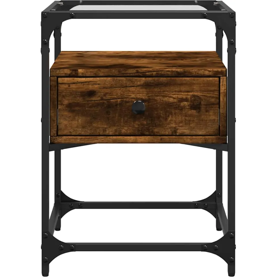 vidaXL Nachtkastje 40x40x55 cm bewerkt hout gerookt eikenkleurig Bruin