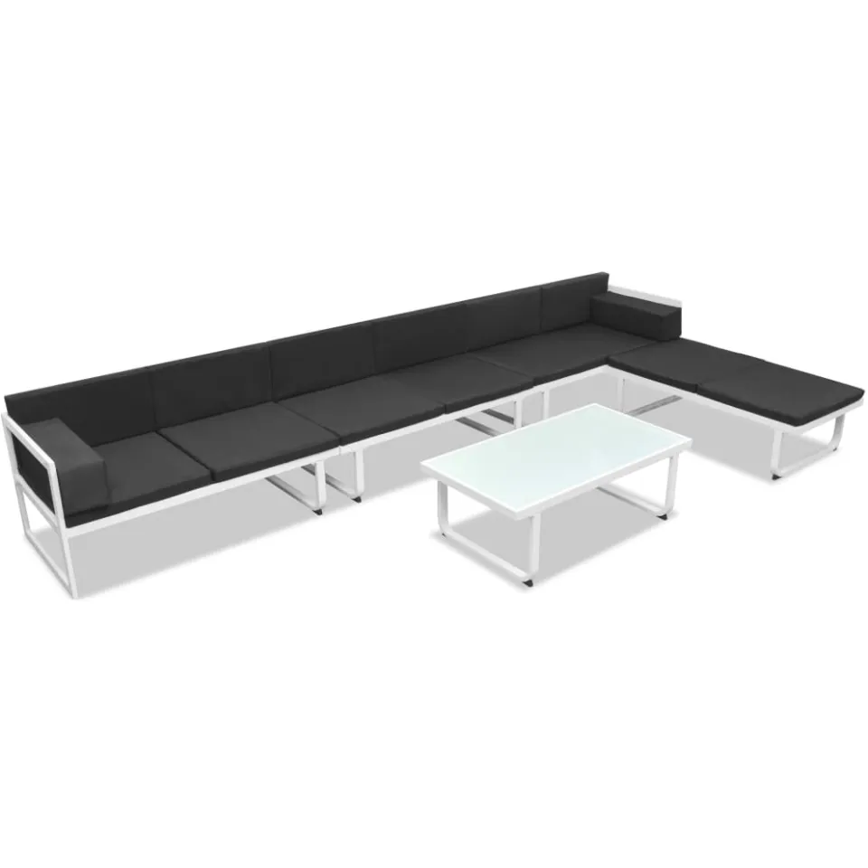 vidaXL 5-delige Loungeset textileen aluminium zwart, foto 3