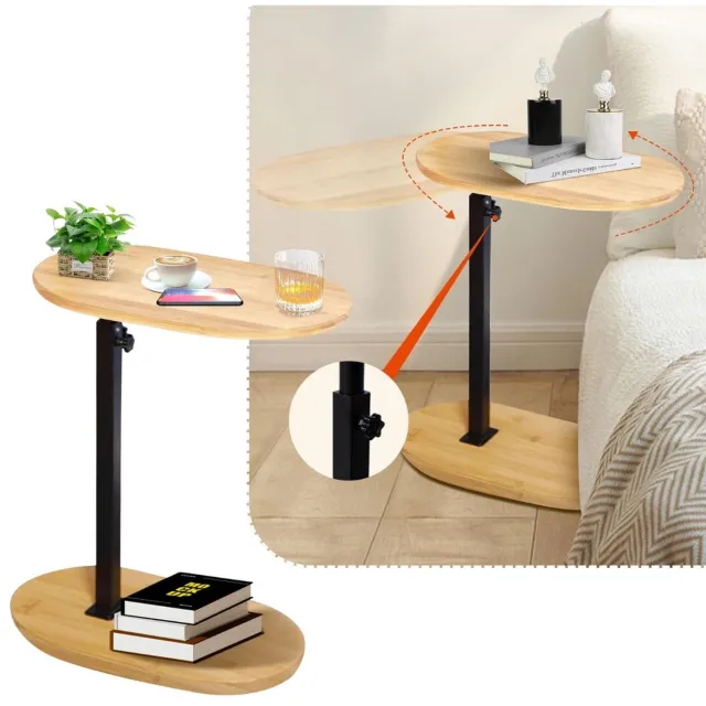 Br@ndless Bijzettafel Verstelbaar - C-vorm Tafel - Ontspannen Zitten - Zwart/Bruin