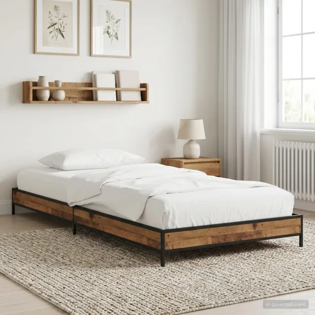 vidaXL Bedframe Oud hout 80 x 200 cm Bewerkt hout Bruin