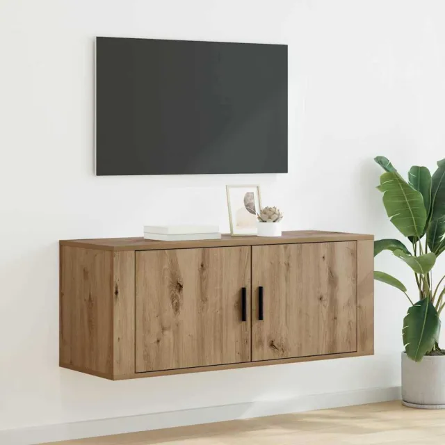 vidaXL Wandgemonteerde TV-kast 100 x 34,5 x 40 cm Artisan Eiken Bruin