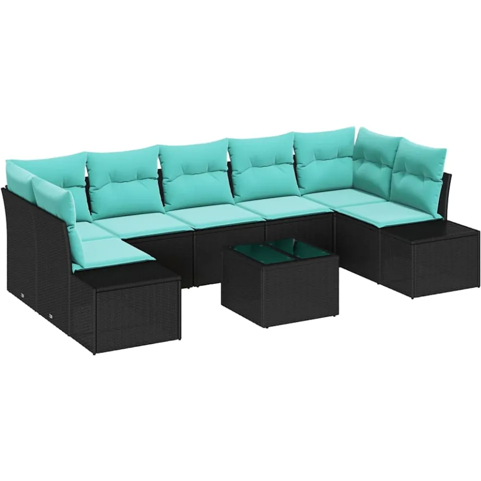 vidaXL Tuin Sofa Set 8 st Zwart poly rattan