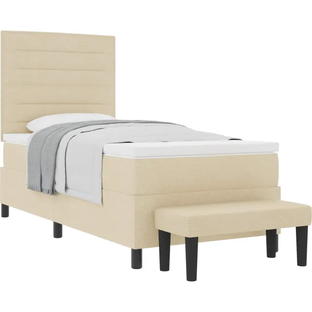 vidaXL Boxspringbed met hoofdeinde Crème 80 x 200 cm Stof
