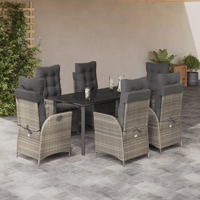 vidaXL 7-delige Tuinset met kussens poly rattan grijs, foto 2