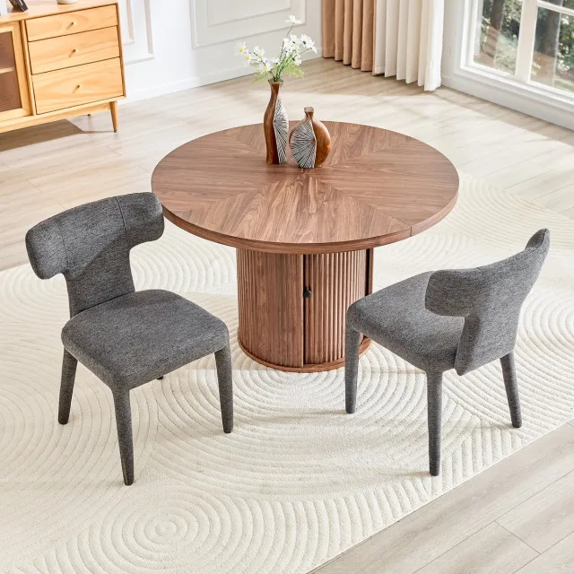VVBV Eetkamerstoelen Set van 2 45x47.5x80.7 cm – Gestoffeerde Eetkamerstoel – Modern Design – Voor Woonkamer – Grijs
