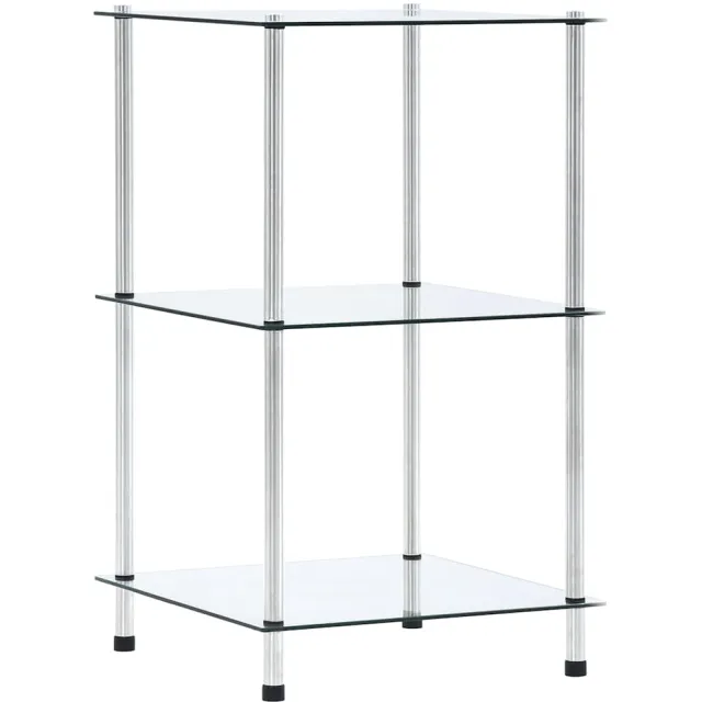 vidaXL Kastje 3-laags 40x40x67 cm gehard glas transparant Transparent