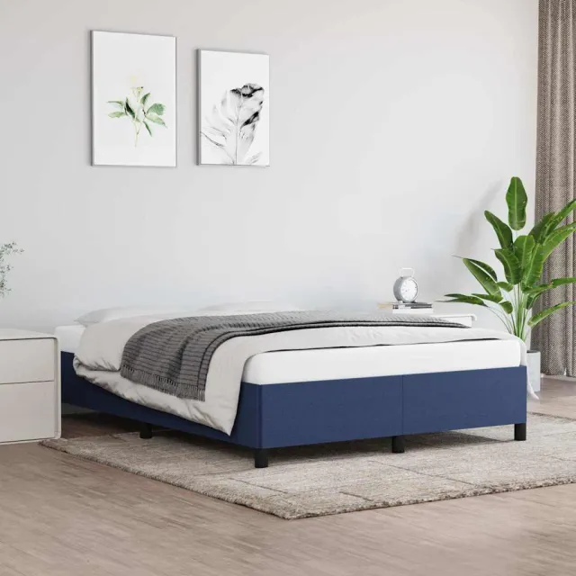vidaXL Bedframe zonder matras stof blauw 140x200 cm