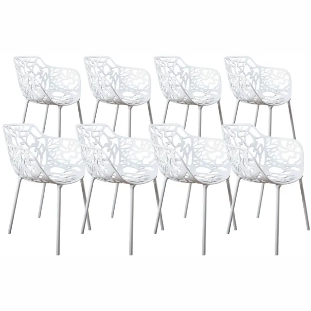 DS4U Cast eetkamerstoel - Set van 8 - Wit - Aluminium - Met armleuning