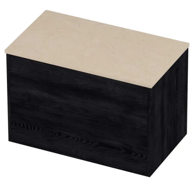 Proline Deck Badmeubelset Hardsteen Voor Grepen Symmetrisch Kader 80x46x54 cm Sand Stone Black Oak Eiken