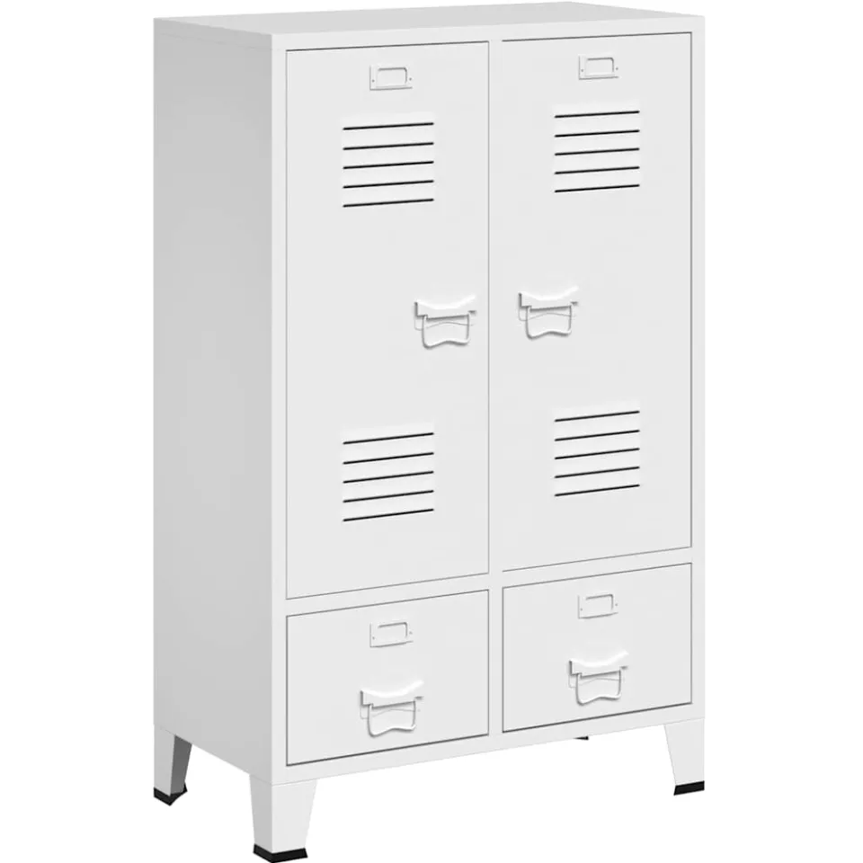 vidaXL Kledingkast industrieel 67x35x107 cm staal wit, foto 3