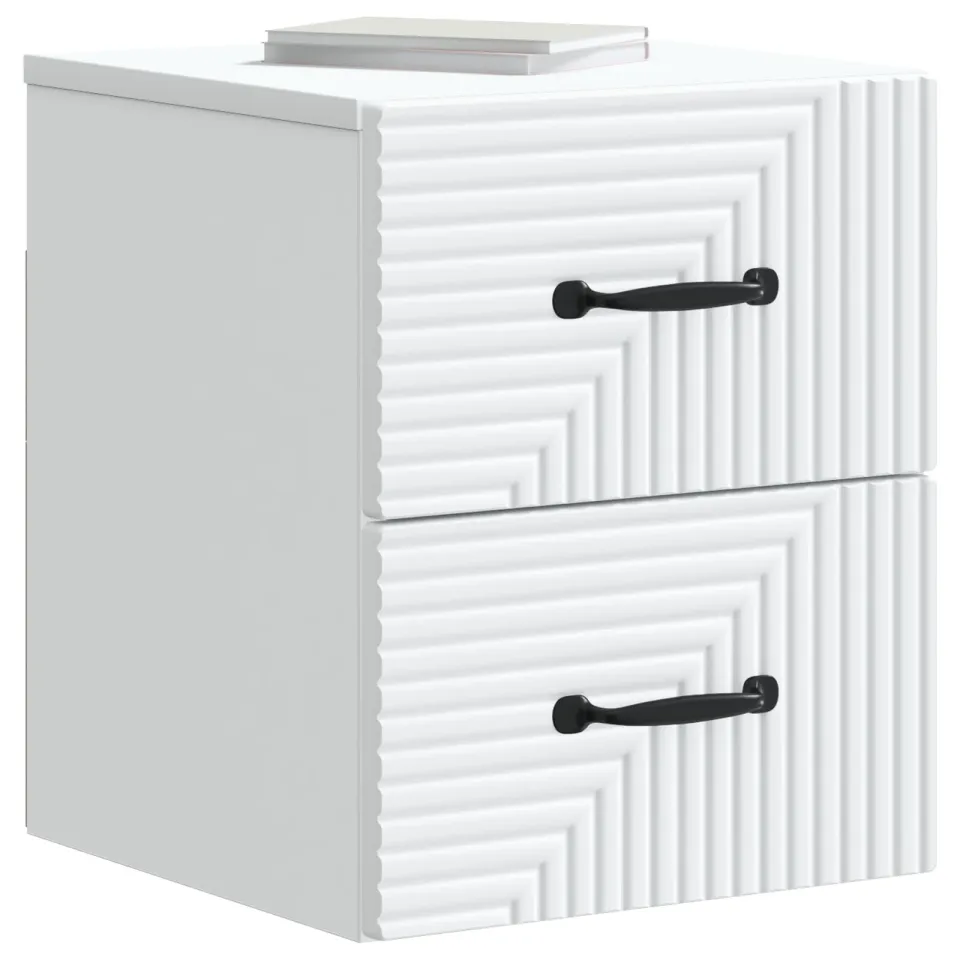 vidaXL Wandbeugel Bedkast 2 st Wit 34,5 x 33 x 40 cm Bewerkt hout