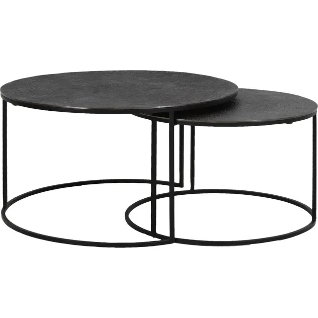 Light & Living Salontafel Rengo - Zwart - Ø61+Ø76cm - Industrieel