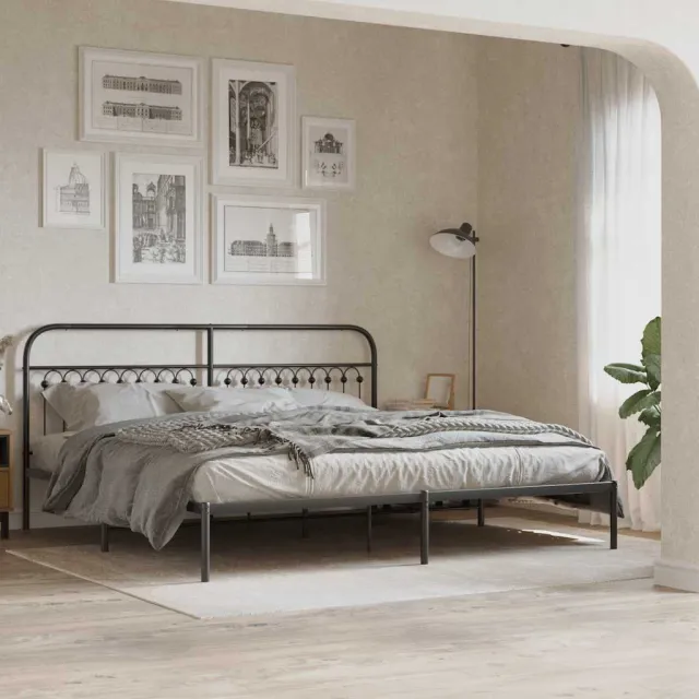 vidaXL Bedframe met hoofdbord metaal zwart 200x200 cm