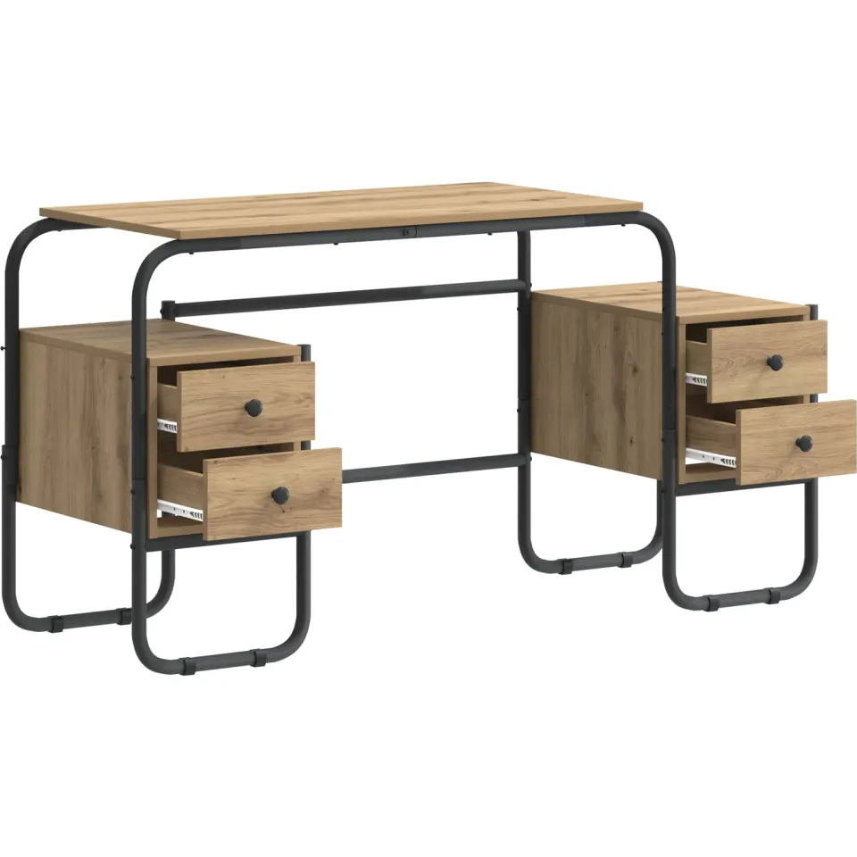 vidaXL Bureau met opbergruimte Artisanaal eiken 145 x 50 x 75 cm Bruin